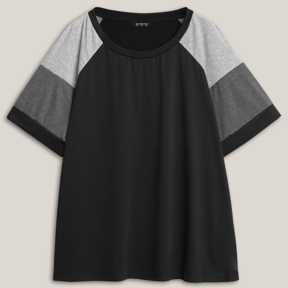 BloomChic Plus Size 2XL Colorblock Contrast Crew Neck Raglan Sleeve T-shirt us18 - Picture 6 of 7